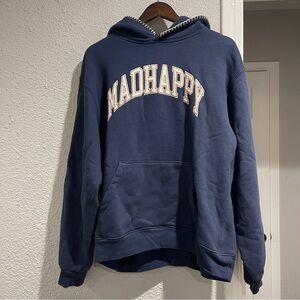 Madhappy Navy Hoodie with Cream stitched brand logo M